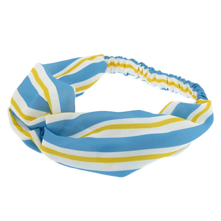 Claire's Bandeau à nœud bleu de type turban avec rayures