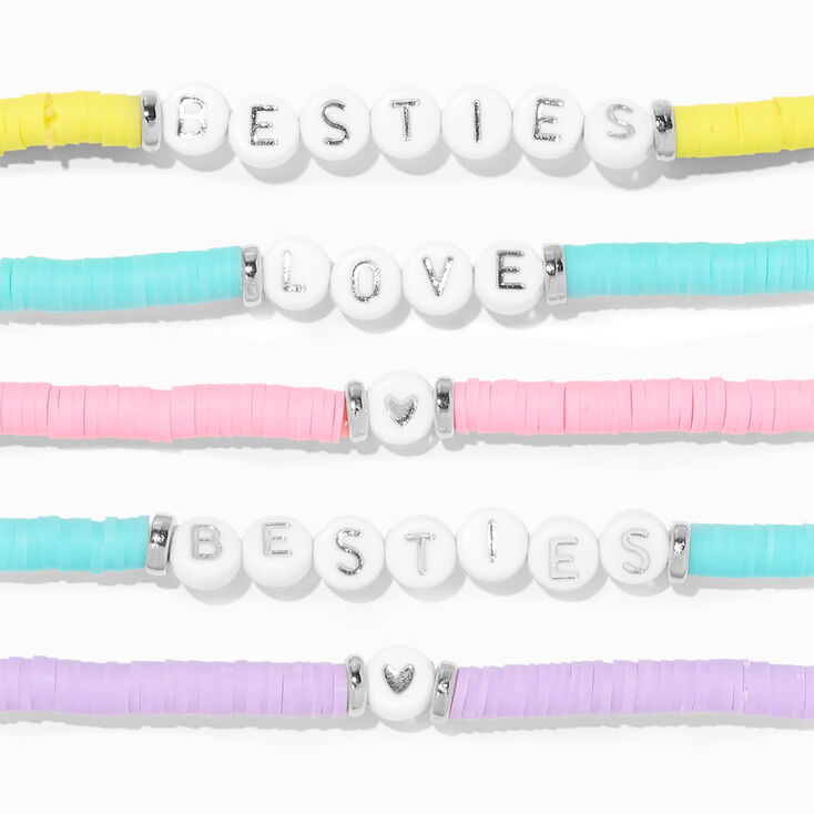 Valentine&#39;s Day Best Friends Beaded Stretch Bracelets - 5 Pack,