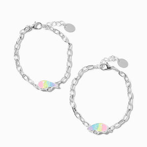 Bracelets &agrave; breloques c&oelig;ur fendu arc-en-ciel phosphorescents best friends - Lot de 2,