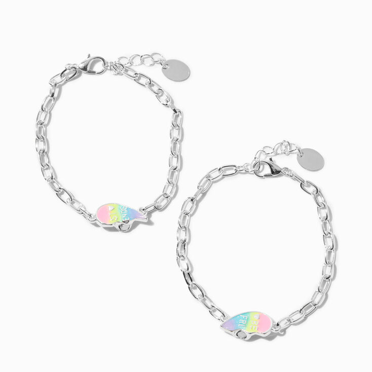 Best Friends Glow in the Dark Rainbow Split Heart Charm Bracelets - 2 Pack