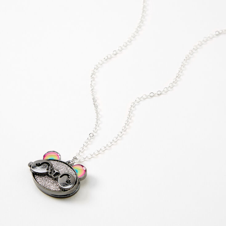 Silver Rainbow Panda Locket Necklace,