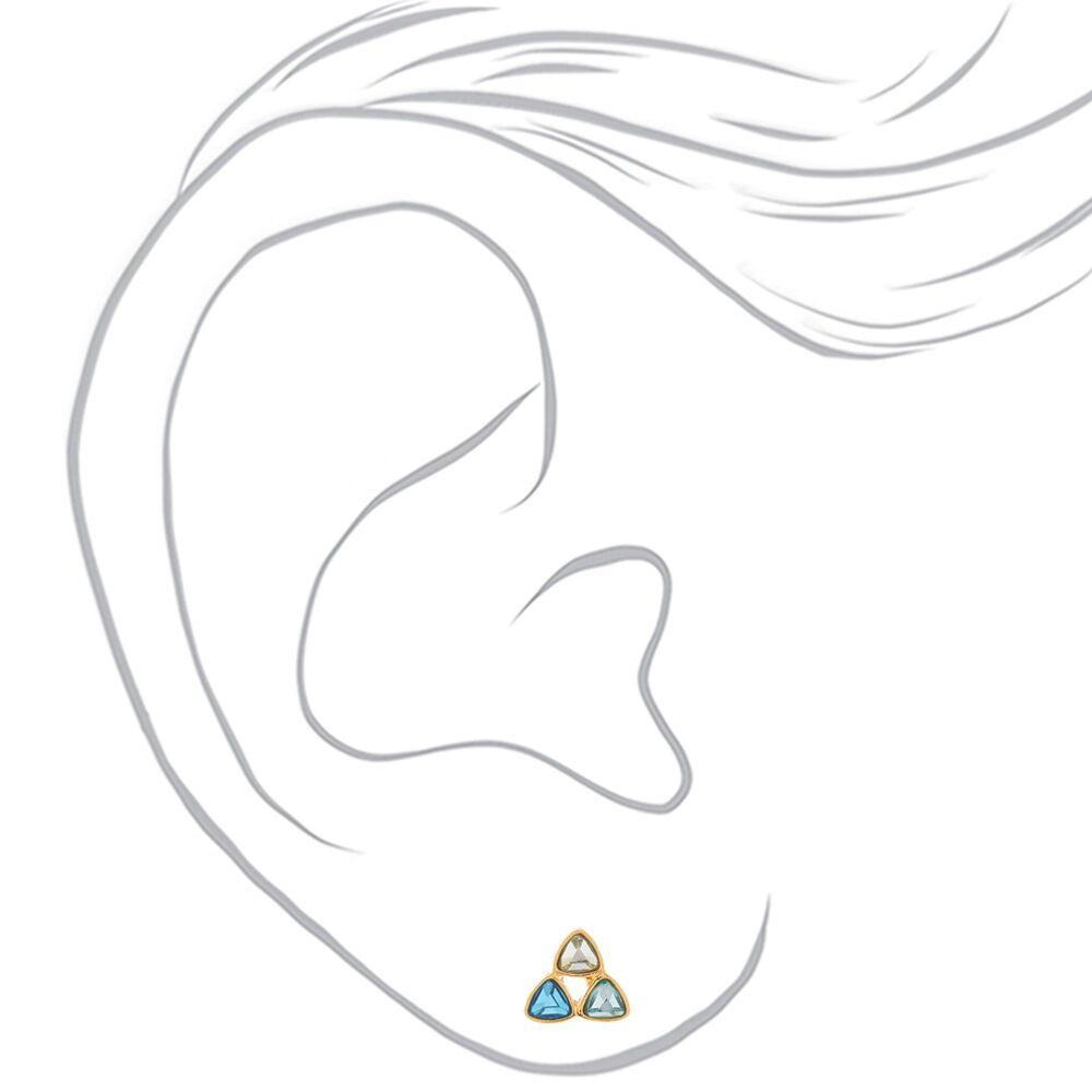 18kt Gold Plated Stained Glass Triangle Stud Earrings,