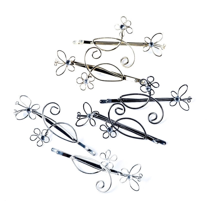 Mixed Metal Swirl Butterfly Hair Clip - 6 Pack,