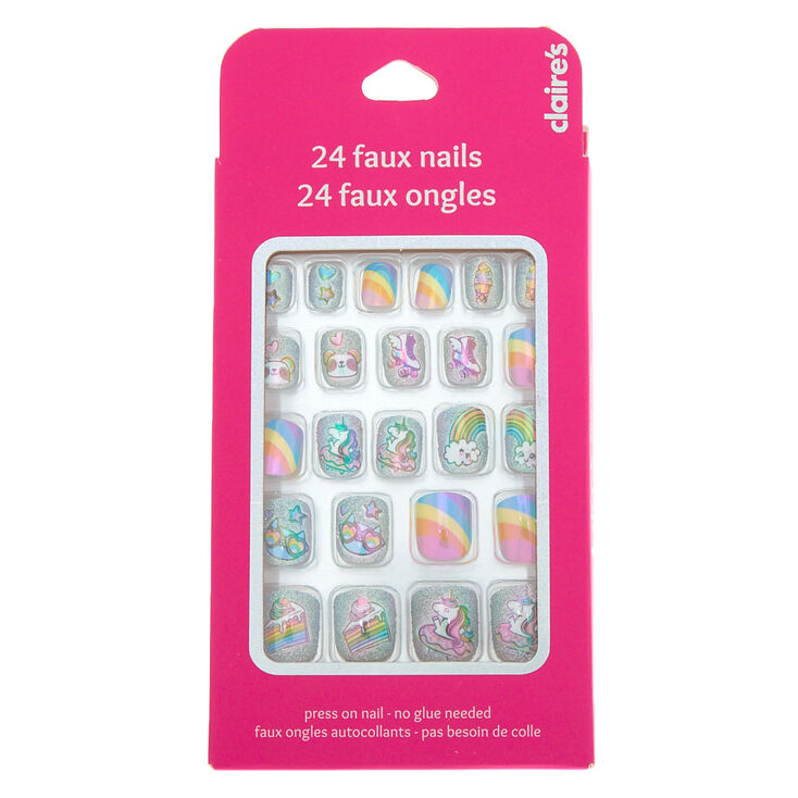 Chasing Rainbows Square Press On Faux Nail Set - 24 Pack,