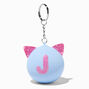Initial Cat Ears Stress Ball Keychain - J,