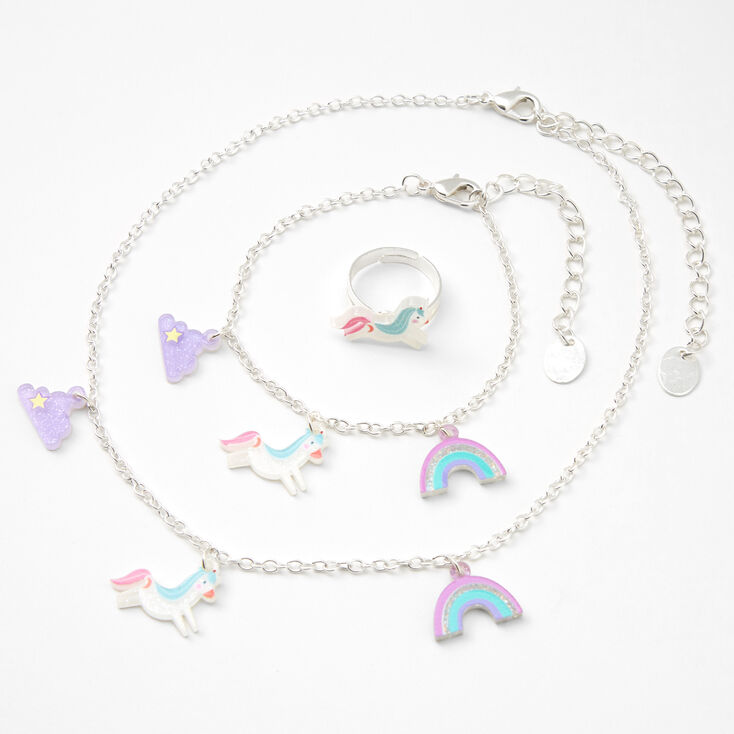  Claire's Club Little Girls Adjustable Small Glitter Rainbow,  Unicorn, Cat and Pearl Ring Set, 5-rings: Clothing, Shoes & Jewelry