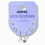 Silver Circle Stud &amp; Heart Hoop Earring Stackables Set - 3 Pack,
