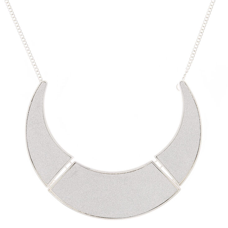 Silver Glitter Collar Statement Necklace,