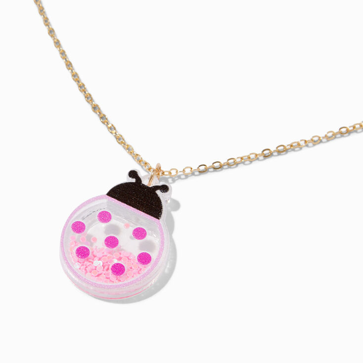 Collier &agrave; pendentif shaker coccinelle rose,