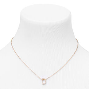 Gold Pearl Initial Chain Necklace - D,