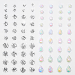 Teardrop Mermaid Iridescent Hair Gems  - 80 Pack ,