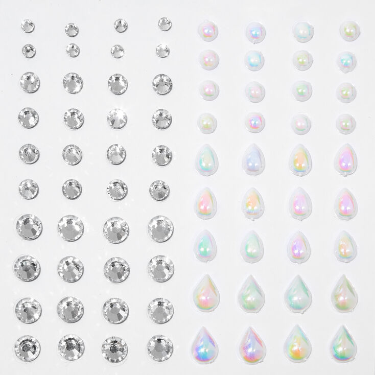 Teardrop Mermaid Iridescent Hair Gems  - 80 Pack ,