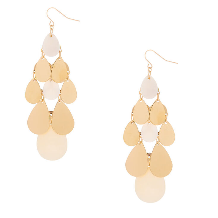Claire's Pendantes style chandelier blanches 8 cm couleur doré