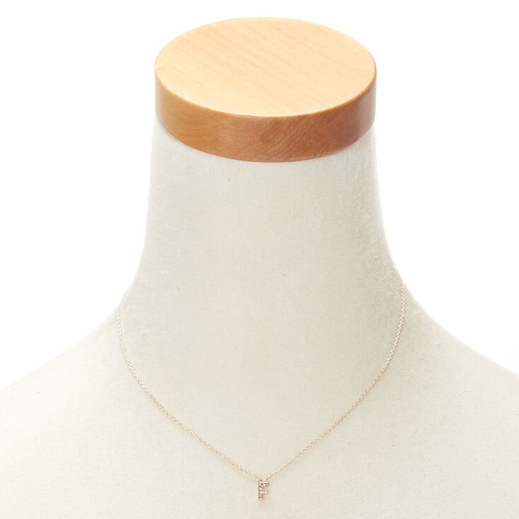 Rose Gold Embellished Initial Pendant Necklace - F,