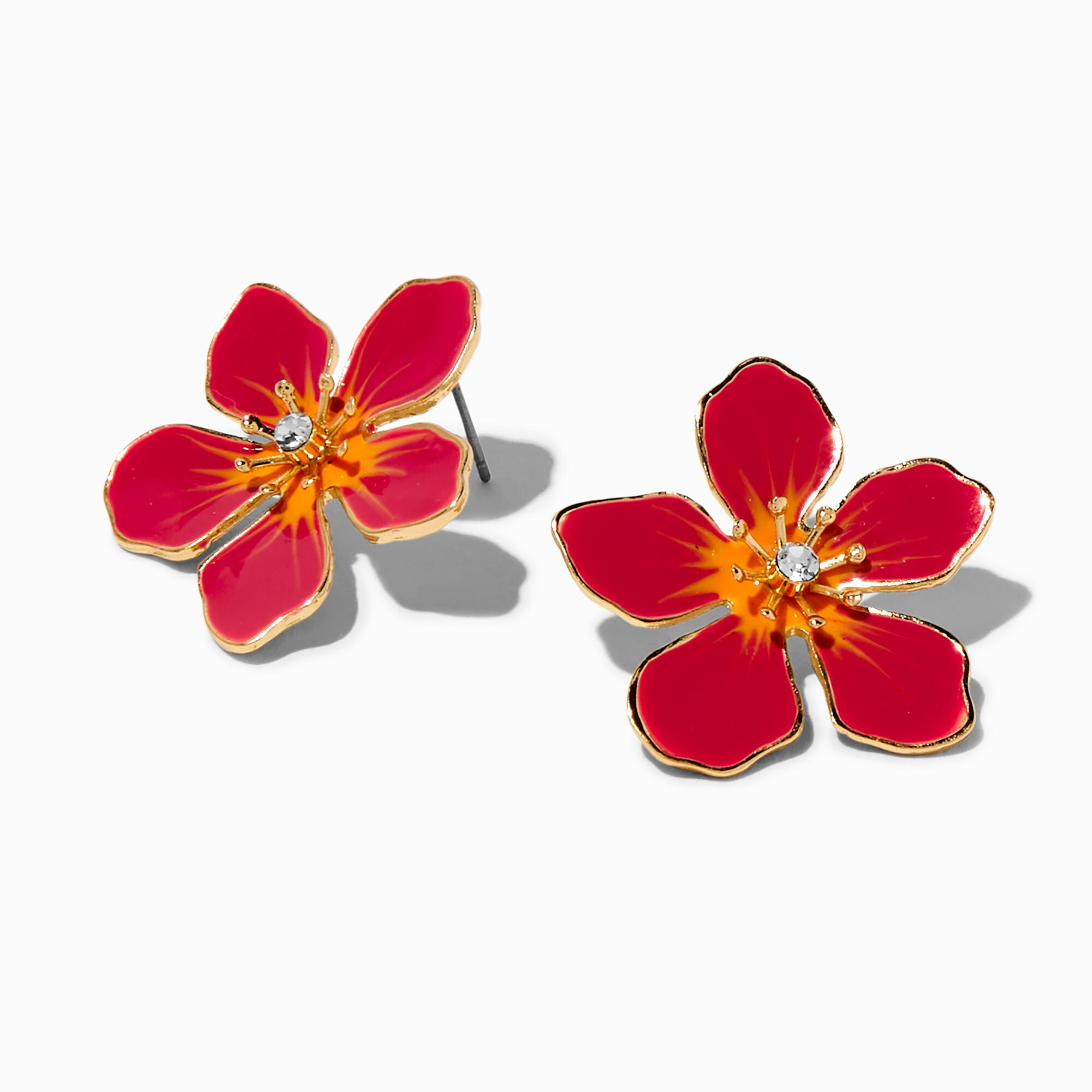 View Claires Enamel Flower Stud Earrings Pink information