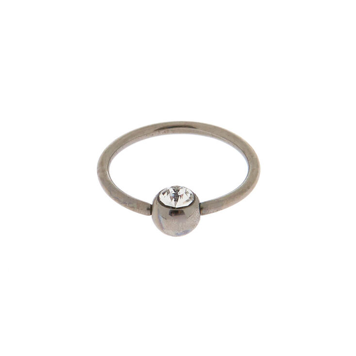 Silver-tone Titanium 20G Crystal Cartilage Hoop Earring,