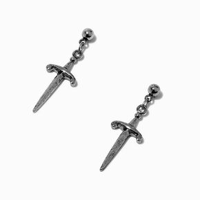 Silver-tone Dagger Drop Earrings,