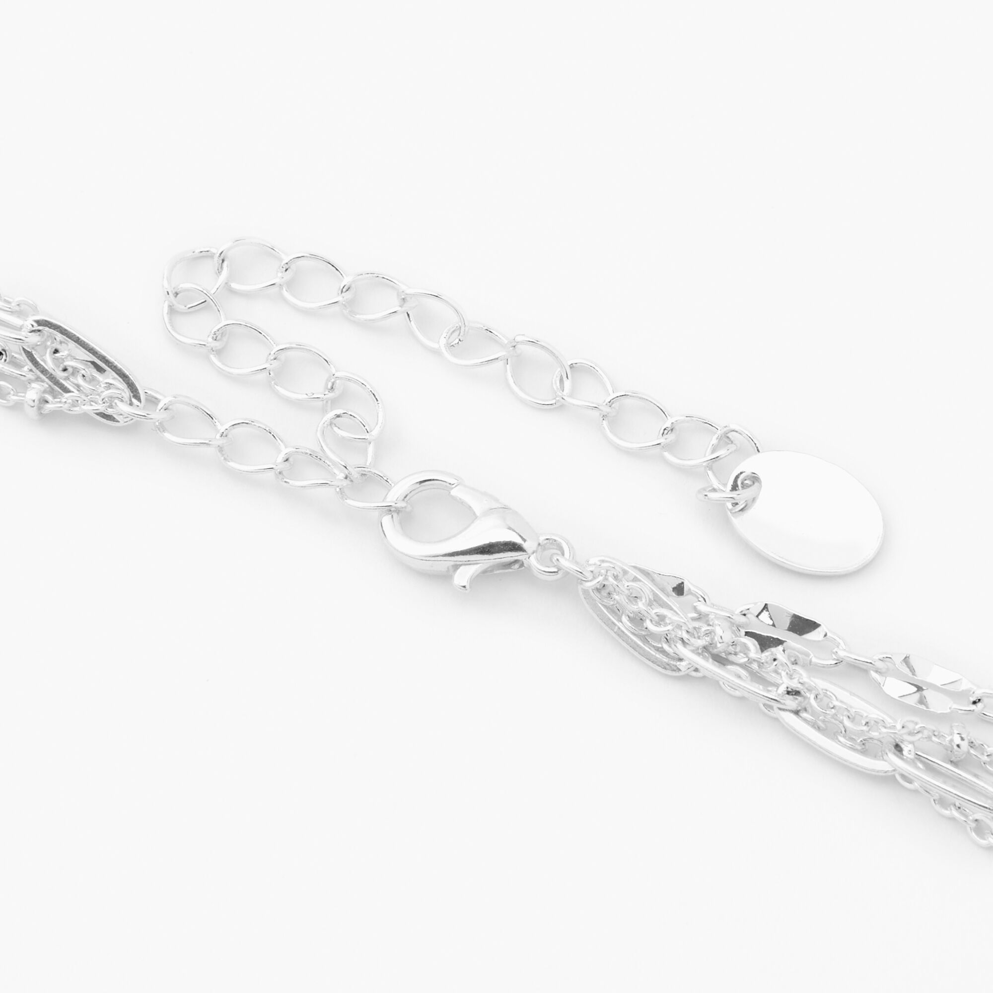 Silver Butterfly Multi Strand Choker Necklace,