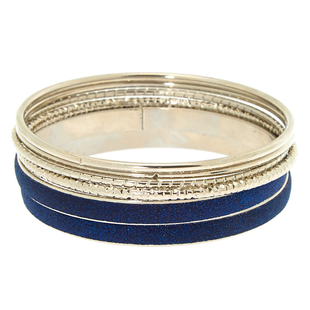 Mixed Glitter Bangle Bracelets - Navy,