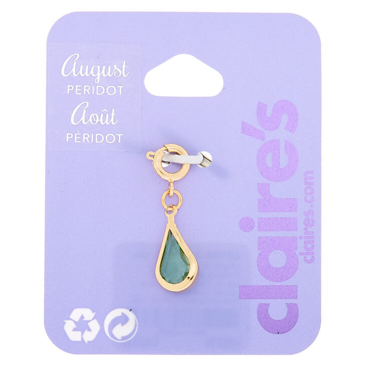 August Birthstone Bracelet Charm - Peridot,