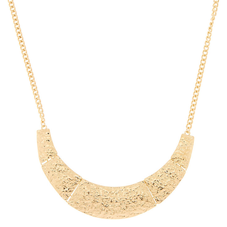 Hammered Gold Bib Statement Necklace,