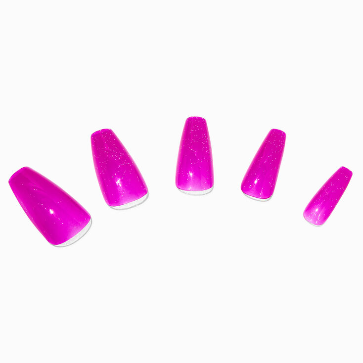 Purple Glitter Jelly Squareletto Vegan Faux Nail Set - 24 Pack,