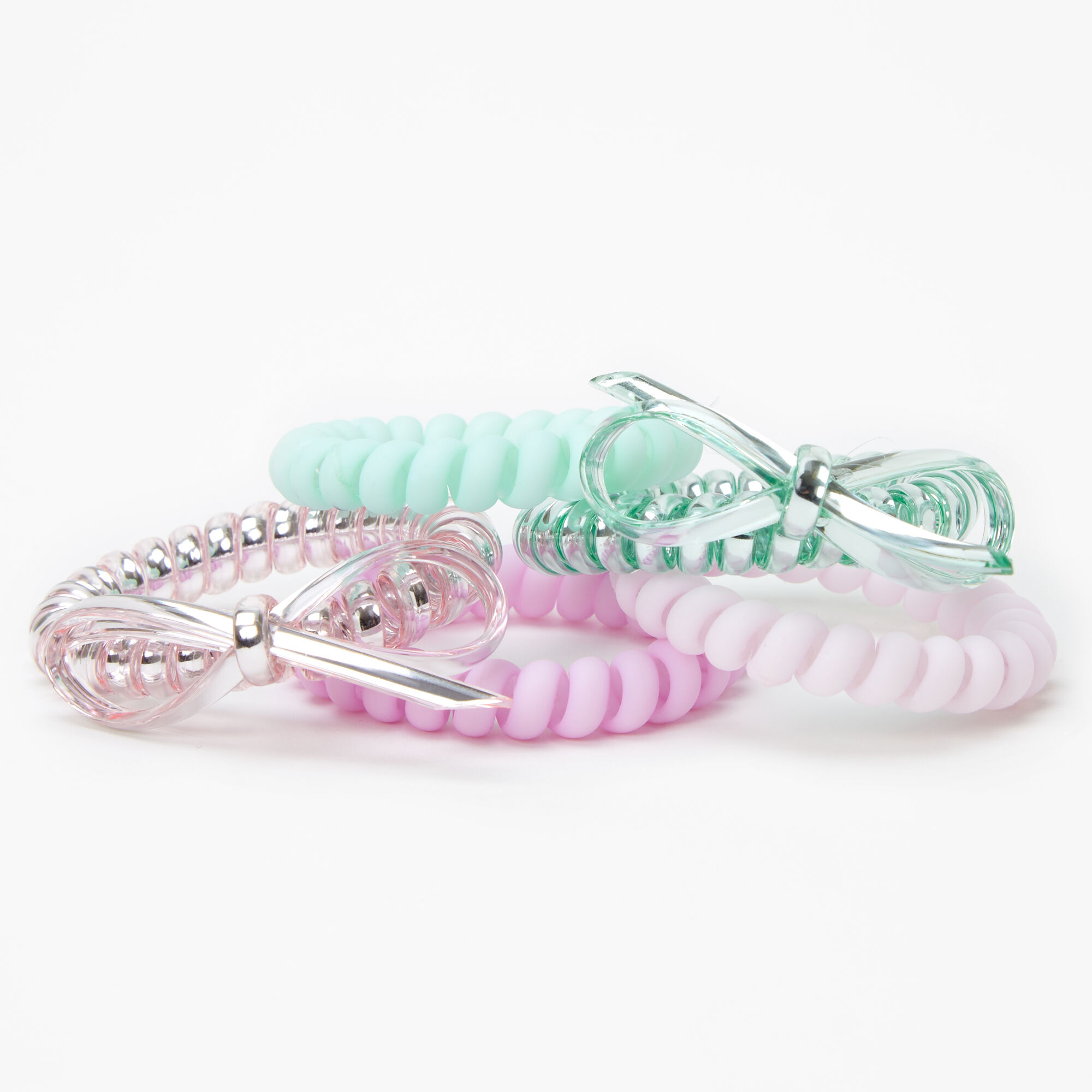 Claire's Club Pastel Bow Coil Bracelets - 5 Pack,