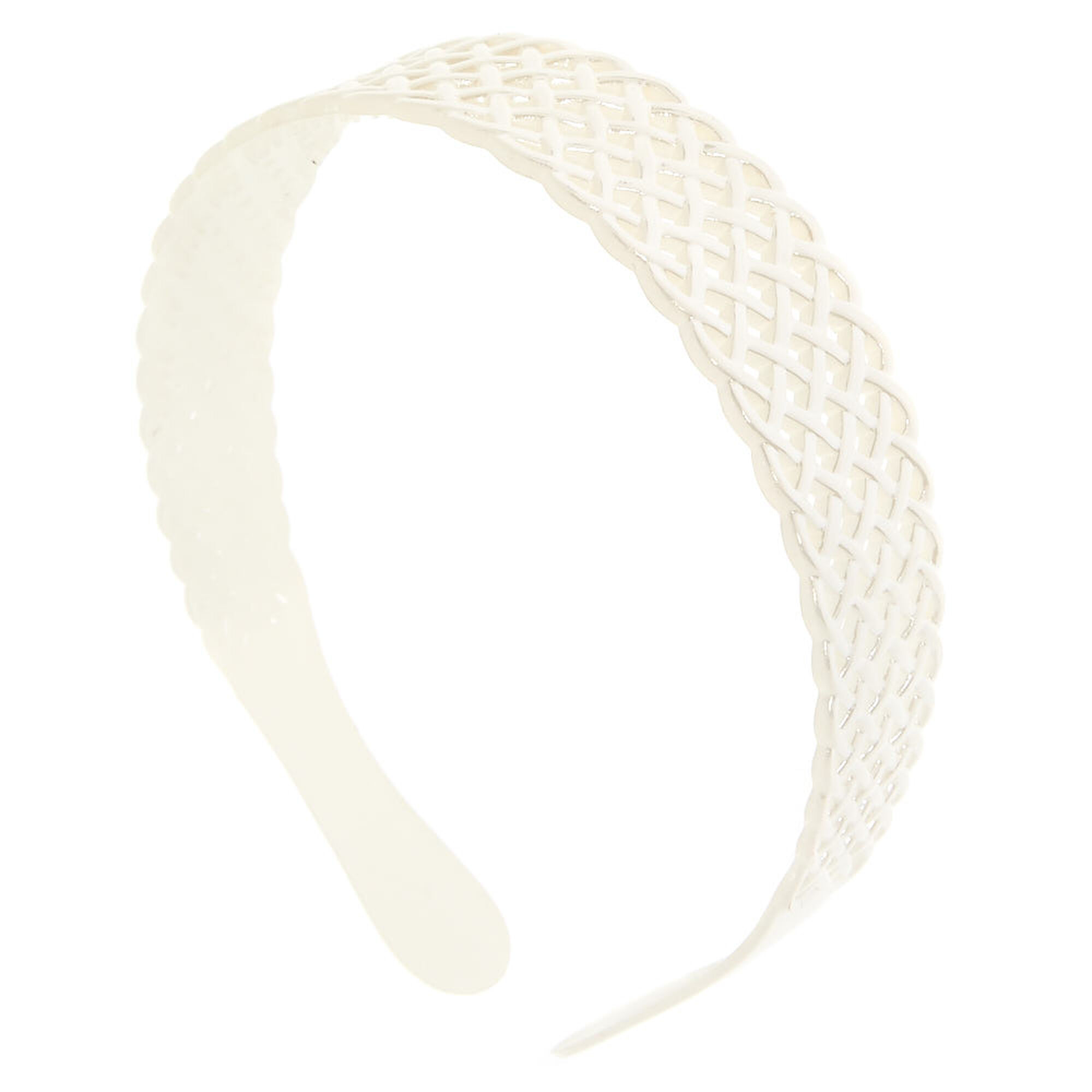 View Claires Waffle Woven Headband White information