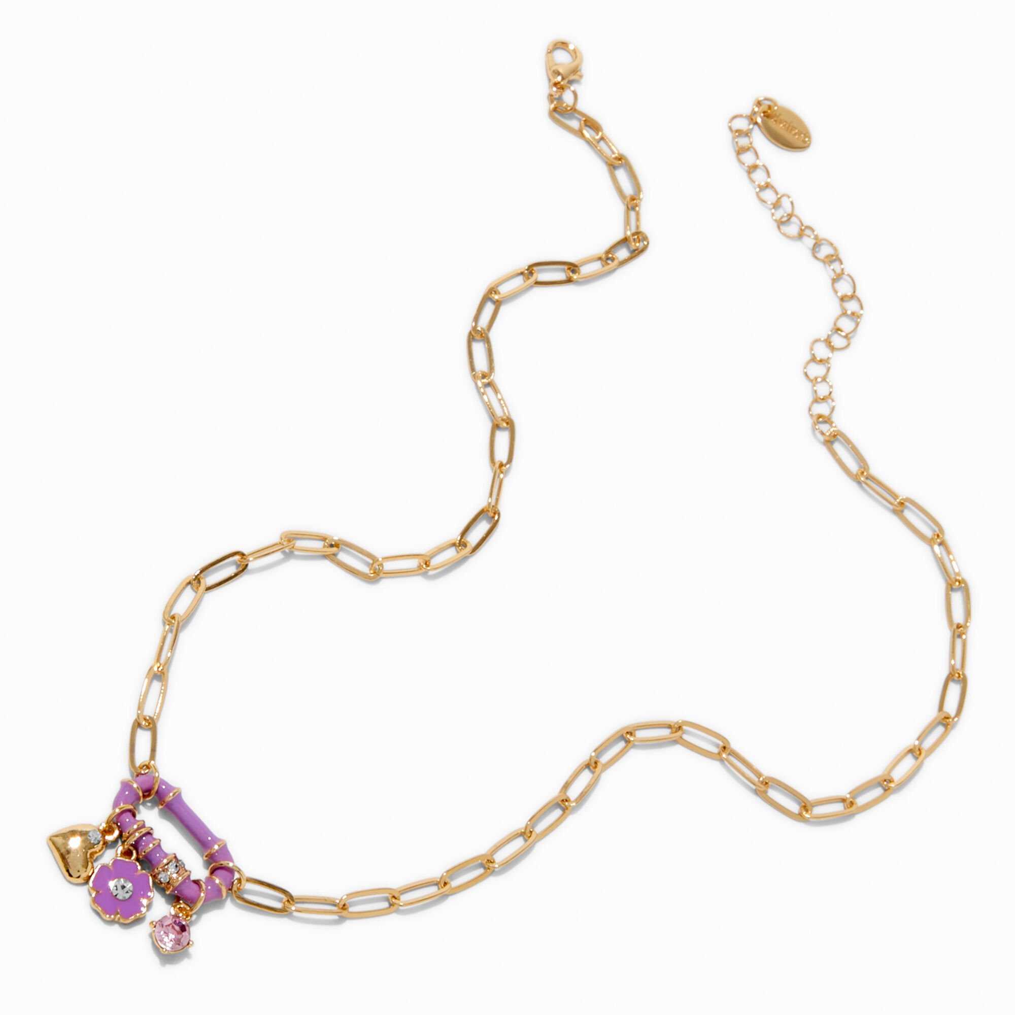Purple Carabiner Charm Pendant Necklace,