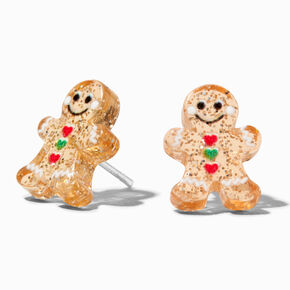 Sterling Silver Gingerbread Stud Earrings,