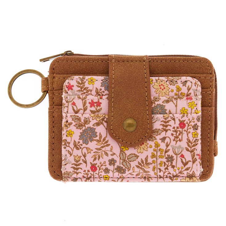 Claire's Porte-monnaie marron à petites fleurs