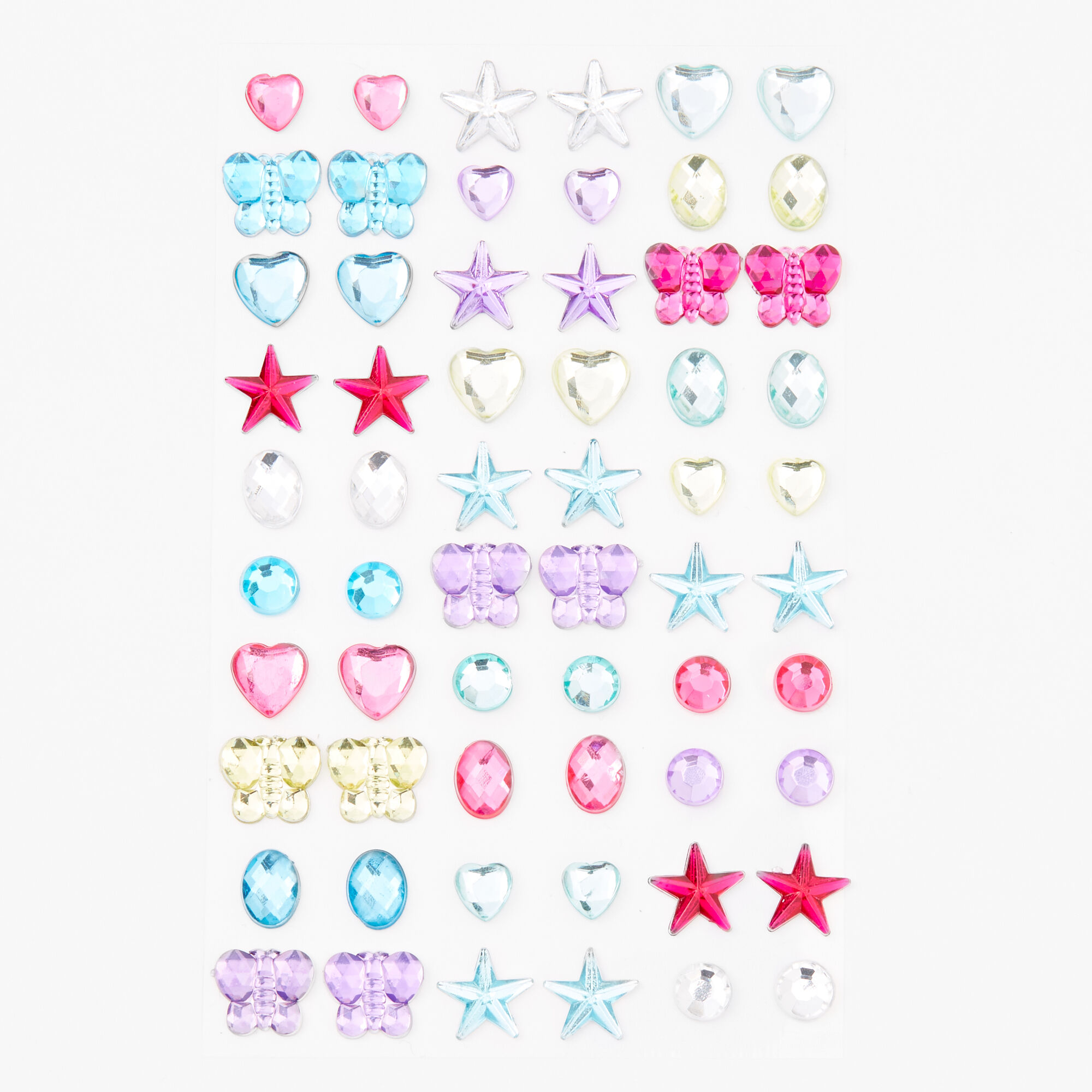 Claire's Club Neon Star Stick On Earrings - 30 Pack,