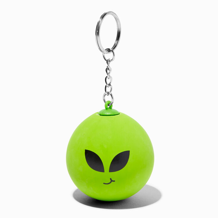 Porte-cl&eacute;s boule anti-stress extra-terrestre vert fluo,