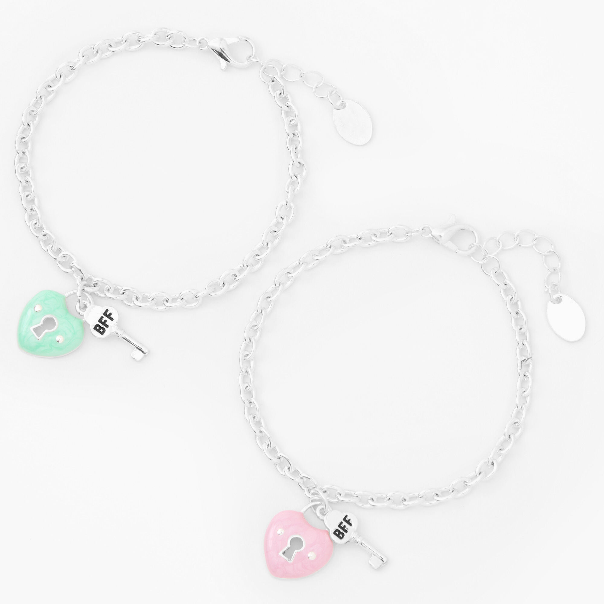 View Claires Best Friends Heart Lock Charm Bracelets 2 Pack information