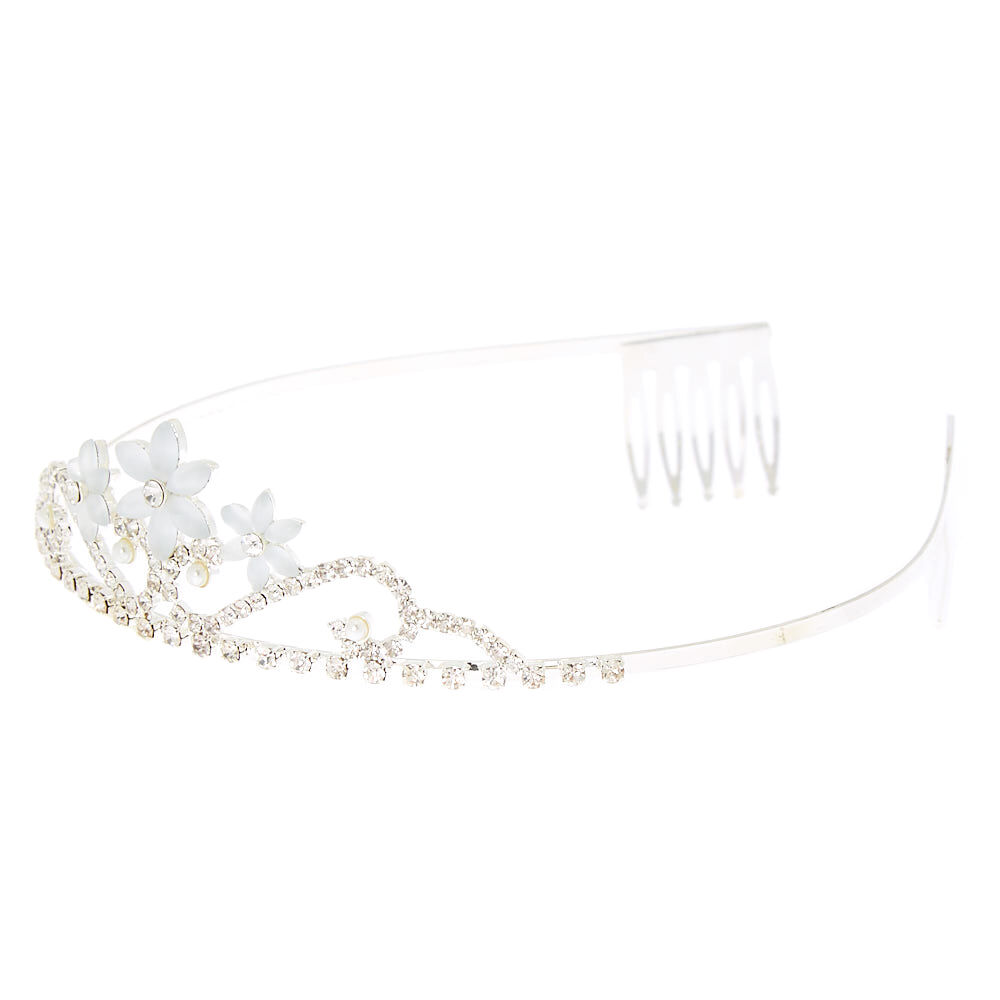 Silver Frosted Flower Tiara,