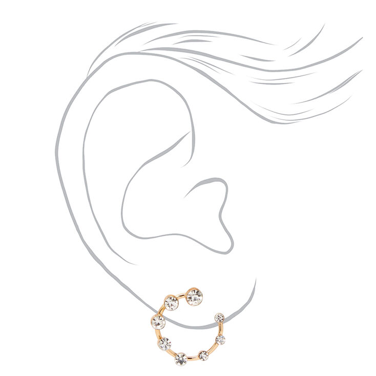 Gold Embellished Open Circle Stud Earrings,