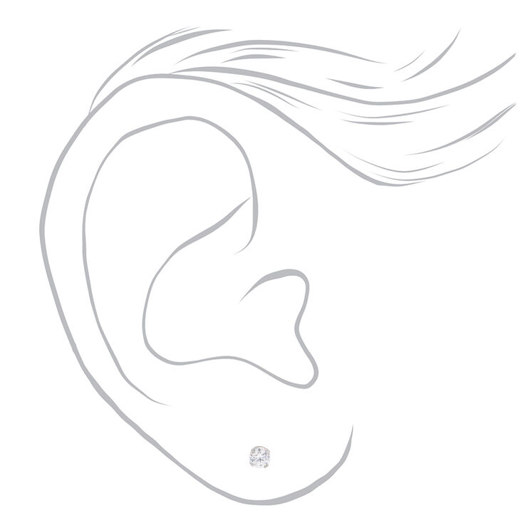 Stainless Steel 3mm Cubic Zirconia Studs Ear Piercing Kit with Ear Care Solution,