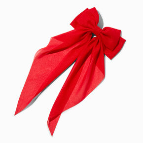 Red Long Tail Hair Bow Clip,