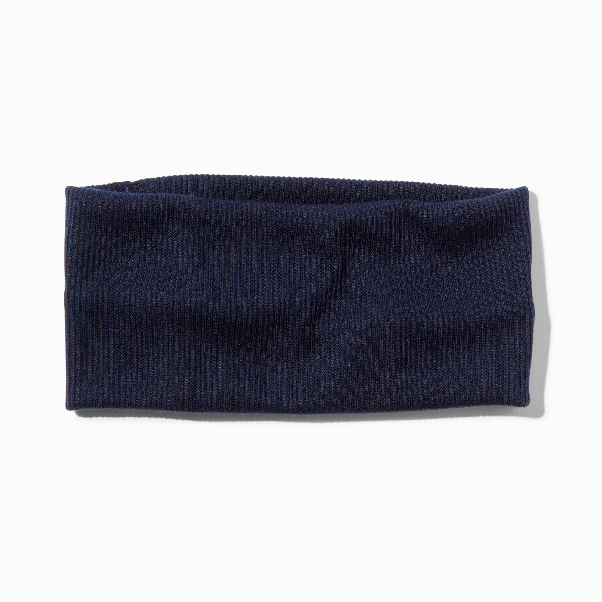 Navy Blue Wide Flat Ribbed Headwrap,