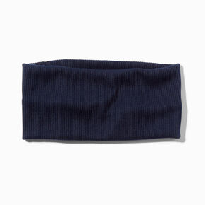 Navy Blue Wide Flat Ribbed Headwrap,