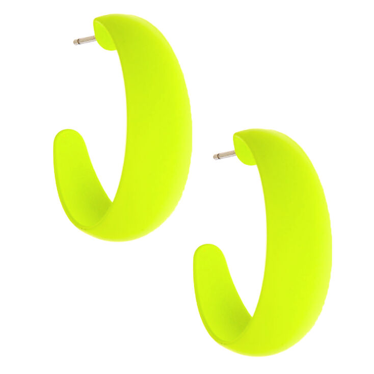 Claire's Créoles en silicone 25 mm - Jaune fluo