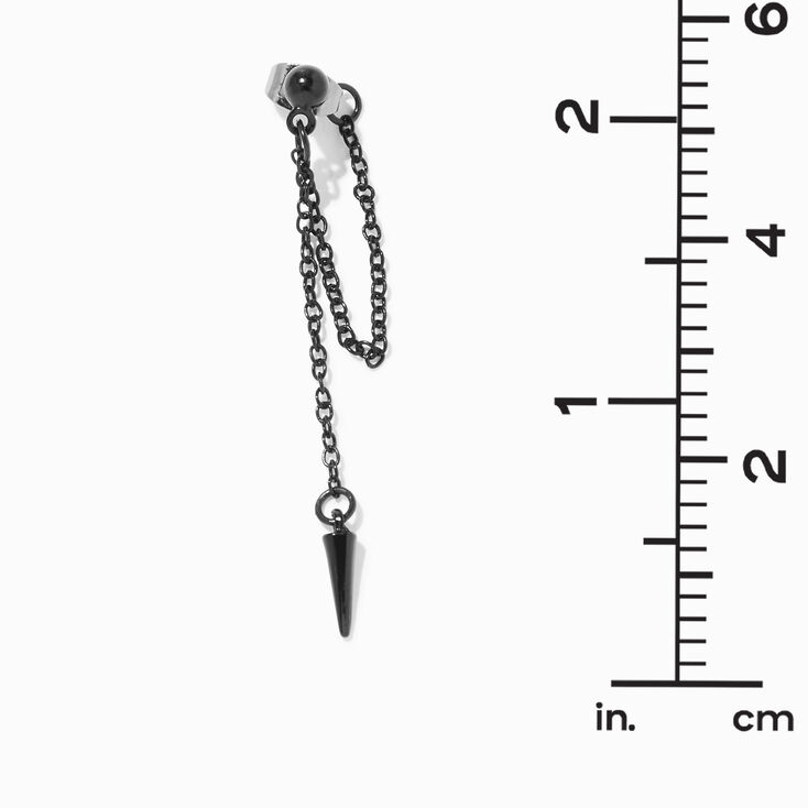 Black 2&quot; Spike Front &amp; Back Drop Earrings,