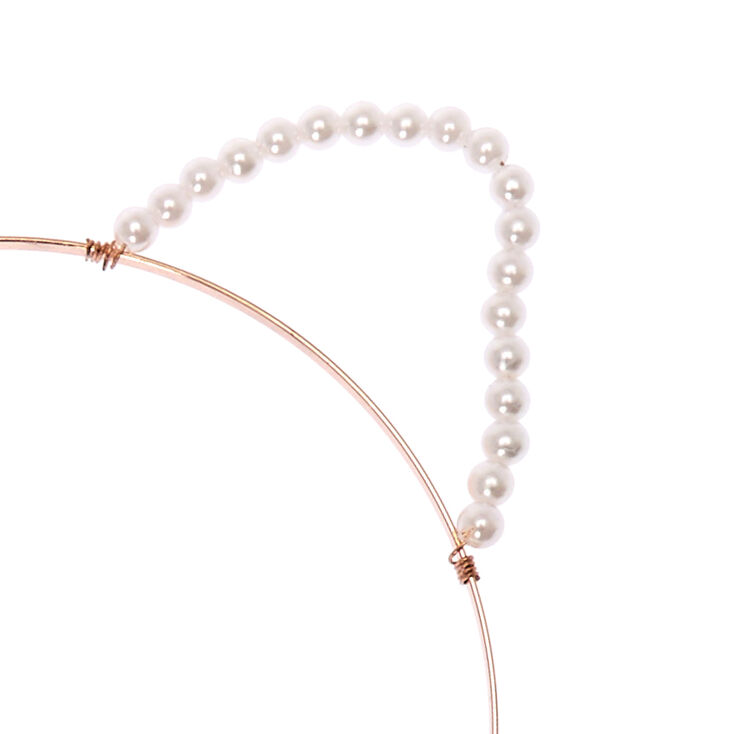 Rose Gold Pearl Cat Ears Headband | Claire's US