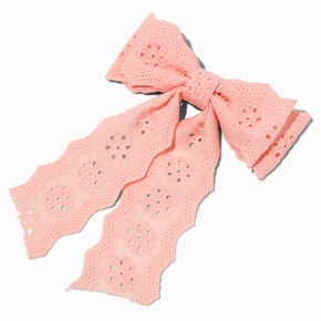 Claire&#39;s Club Pink Crochet Hair Bow Clip,