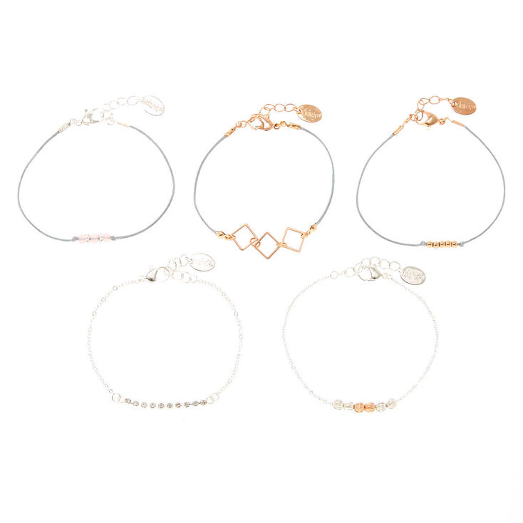 Rose Gold Bead Chain Bracelets - 5 Pack,