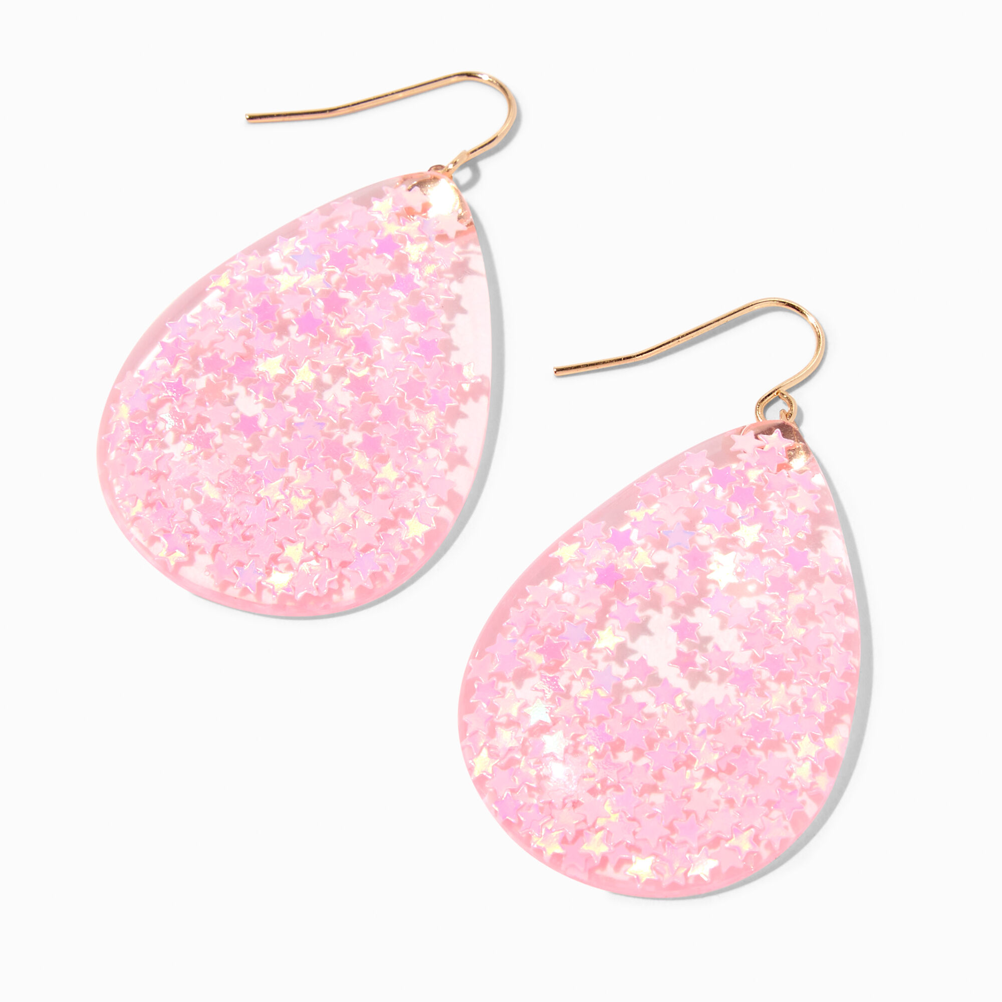 View Claires Star 15 Teardrop Drop Earrings Pink information