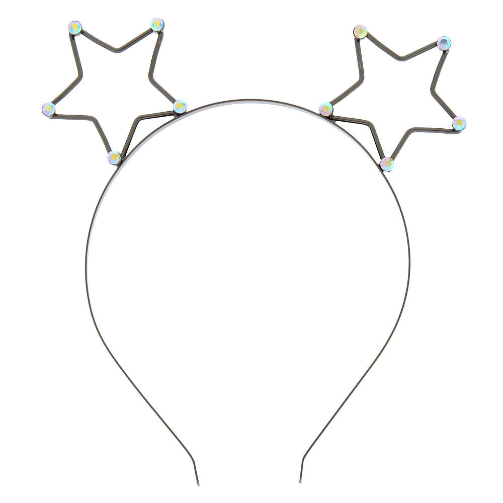 Serre-tête à oreilles en forme d'étoile hématite d'imitation,