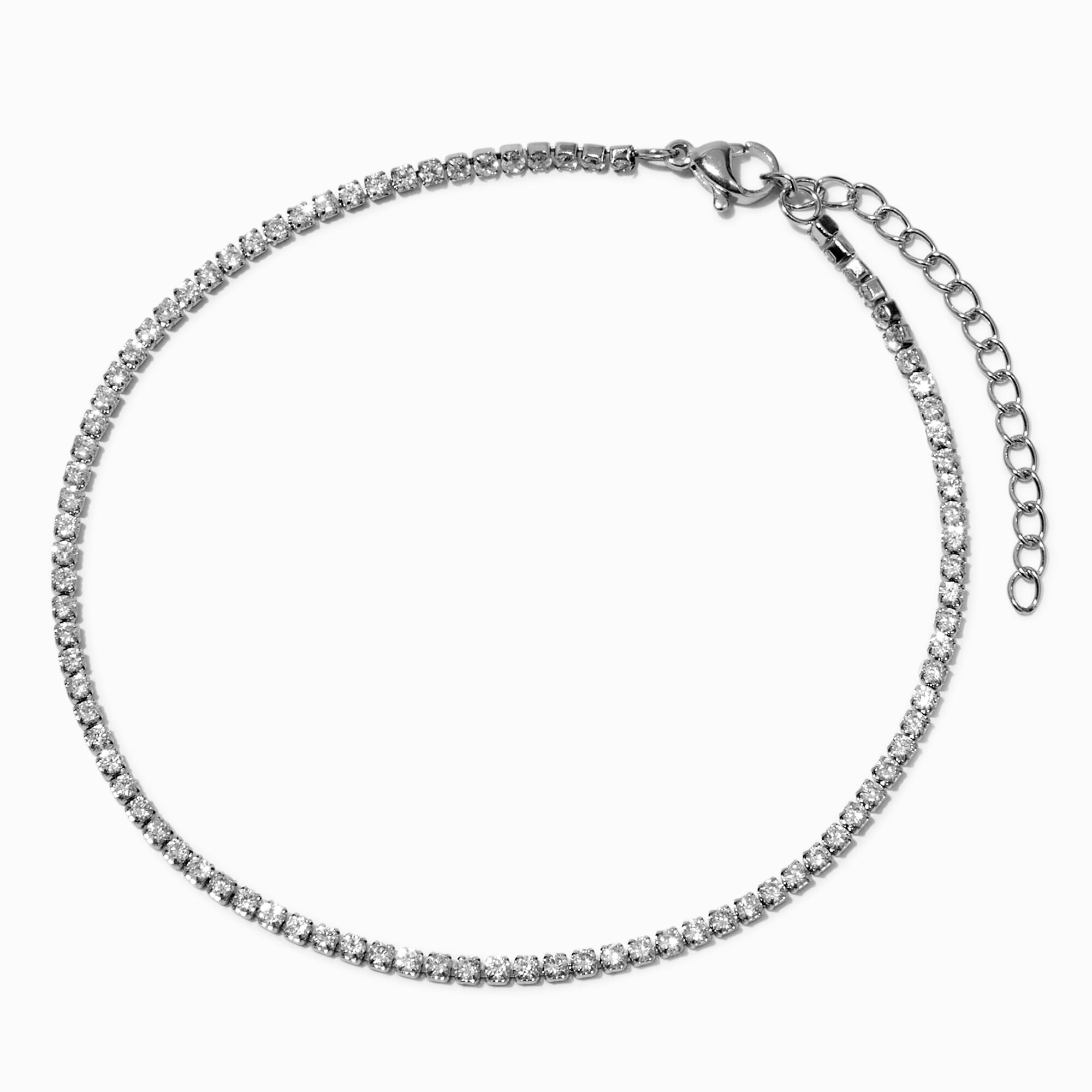 View Claires Tone Cubic Zirconia Tennis Anklet Silver information