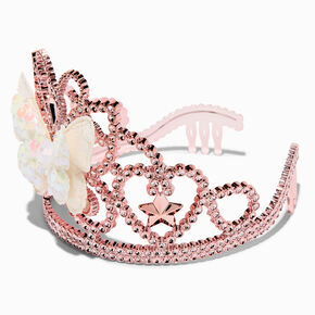 Claire&#39;s Club White Sequin Butterfly Pink Tiara,