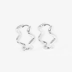 Silver Squiggle Zig Zag 20MM Hoop Earrings,